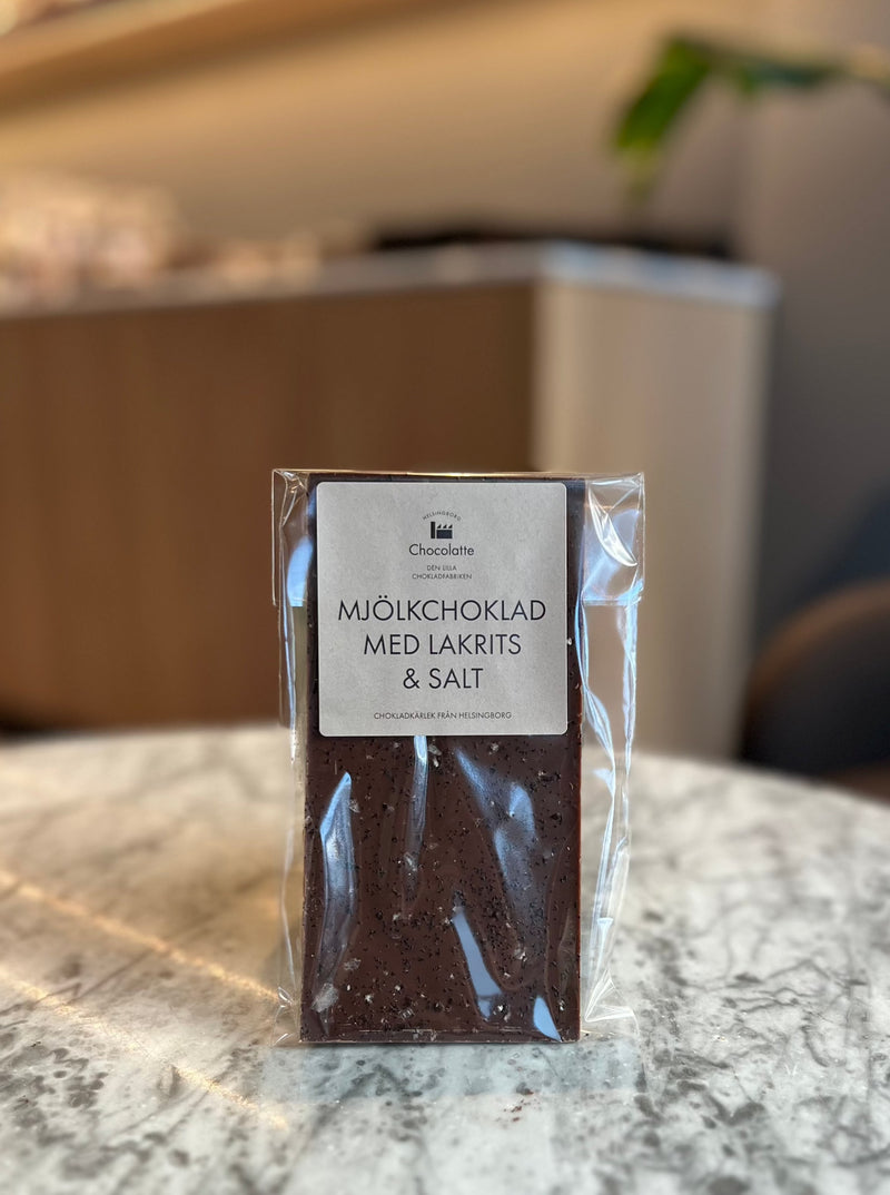 Mjölkchokladkaka med lakrits & salt - Chocolatte Helsingborg