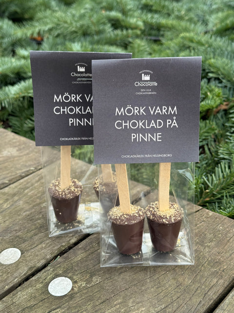 Varm choklad på pinne i mörk choklad